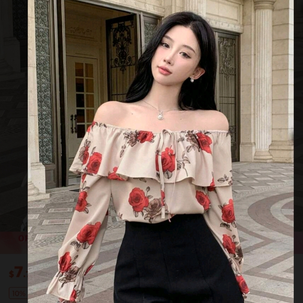 Floral Off-Shoulder Top - Picture 5 of 6